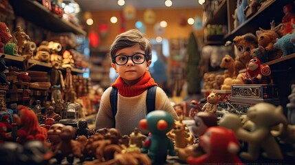 Fototapeta na wymiar Toy store wonder wide eyed kids toy store magic , Background Image, HD