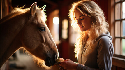 horse and blond girl