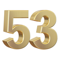 Gold number 53 - 3d number