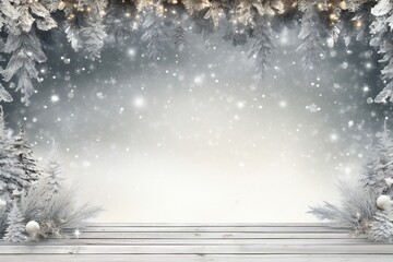 Winter Christmas empty winter border Generative AI