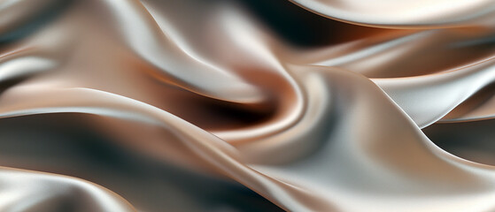Metallic Pink Gold Silk Fabric with Reflective Wavy Texture