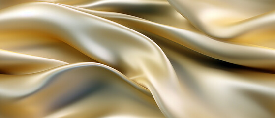 Metallic Gold Silk Fabric with Reflective Wavy Texture