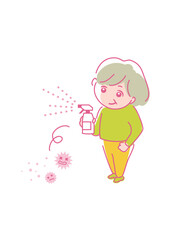 イラスト素材:大掃除_年末_清掃_家事_老人