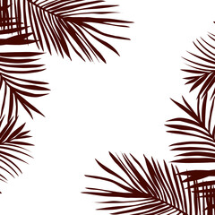 Fototapeta na wymiar corner border frame with silhouette of palm tree leaf illustration isolated on white