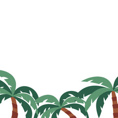 frame border or footer with palm or coconut tree leaves illustration
