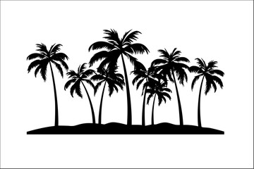 Palm Trees Silhouette black color  isolated on white vector illustration