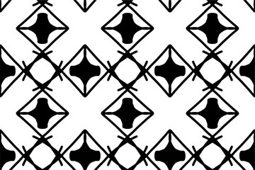Fototapeta premium Doodling line wall handdrawn minimalist seamless pattern