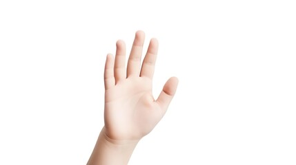 Child hand on white background