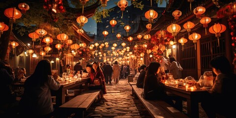 chinese new year celebration, generative ai - obrazy, fototapety, plakaty