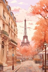 Paris retro city poster with Eiffel Tower
