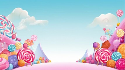 Fototapeta na wymiar backround Candy wonderland with oversized sweets and lollipops 