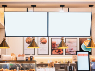 Mock up screen display Restaurant Cafe Menu Food Business  - 647544373