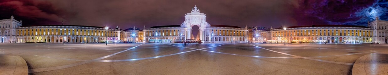 Fototapeta na wymiar Portugal Travel Ideas. Commerce Square Panorama or Praca do Comercio With King Jose I Monument in Lisbon in Portugal