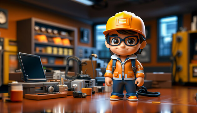 Electrician at power plant minimalist character , AI generated