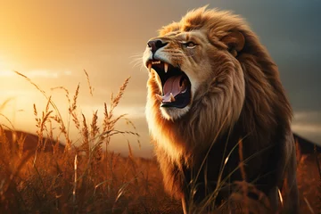 Foto op Plexiglas the lion roared angrily © Salawati