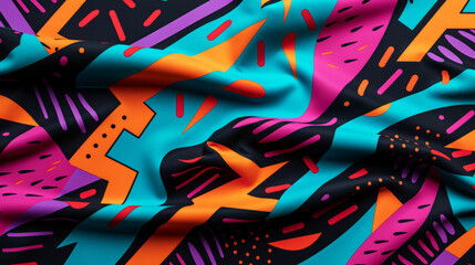 Colorful 80s or 90s Retro pattern, shapes and design for print, textile or background