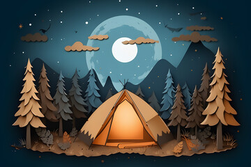 papercut style of tent.