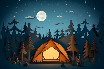 papercut style of tent.