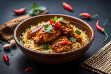 Fototapeta premium spicy food with different things generated by AI