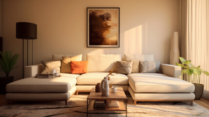 Fototapeta na wymiar photograph of Luxury home interior design of modern living room ,generative ai