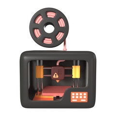 Enclosed 3D Printer 3D Illustration Icon