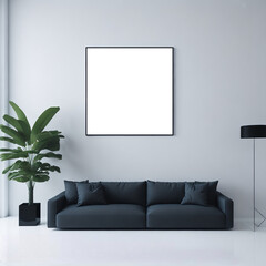Interior living room minimalist with frame mock up by AI, Artificial Intelligence	