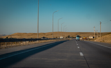 road in the morning, road with Mountain, Kazakhstan road and nature