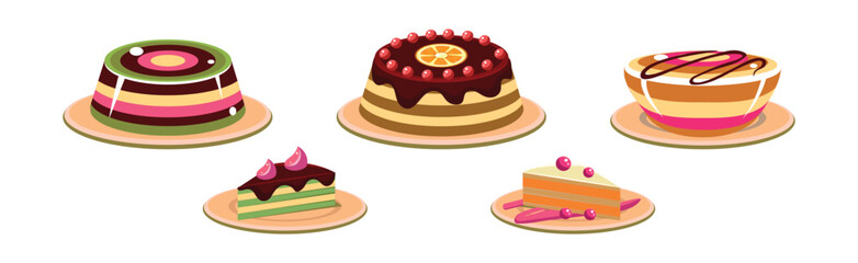 Sweet Dessert and Different Sugary Treat Vector Set