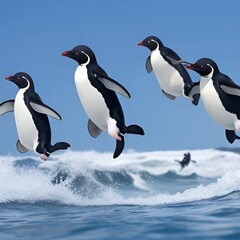 penguins on the rocks,.,,..
Jumping Penguin royalty-free image 