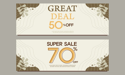 great deal horizontal banner template with floral and flower ornament