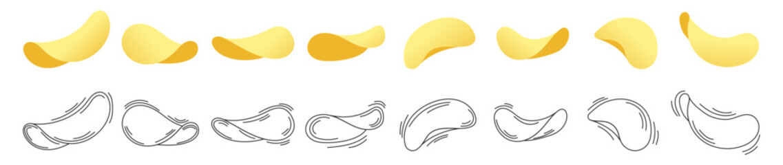 Fototapeta premium potato chips vector snack isolated icon potato crisps