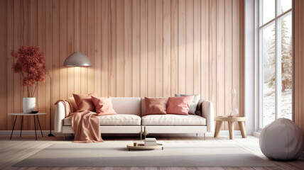 Fototapeta na wymiar photograph of Luxury home interior design of modern living room generative ai