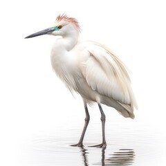 Obraz premium Little egret bird isolated on white background.