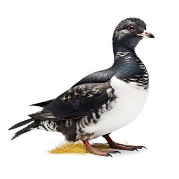 Parakeet auklet bird isolated on white background.