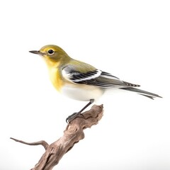 Fototapeta premium Yellow-throated vireo bird isolated on white background.