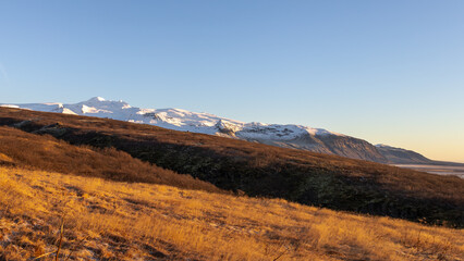 Landscape Iceland with snow-capped mountains