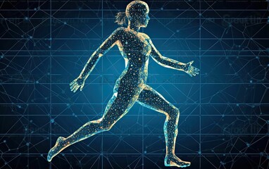 Athletic running man blue network activity fitness