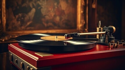 background Vintage record player with vinyl
