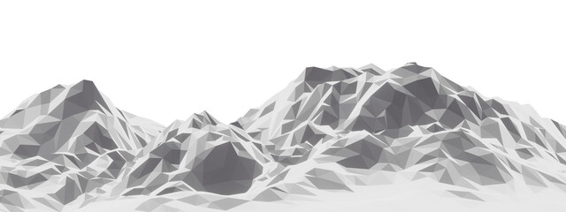 3D low polygon ice mountain. Glacial landform. Ice terrain.
