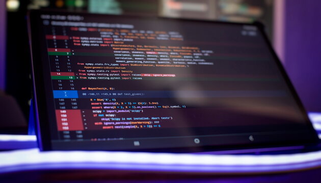 Technology background. Computer script. Programming code abstract screen of software developer.