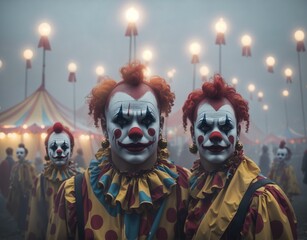 AI generated. Image of circus and clowns