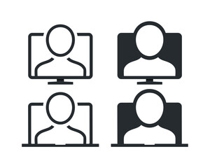 Live streaming icon. Person computer symbol. Illustration vector