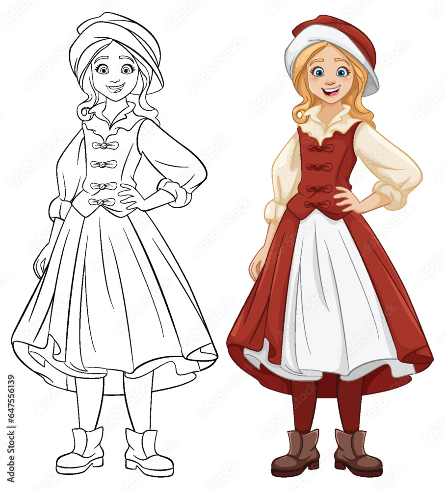 Poster Smiling Woman in Austria Traditional Outfit