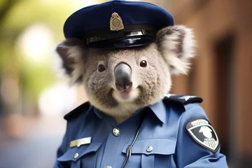 Foto op Plexiglas koala wearing a police uniform © Salawati