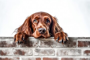 Portrait of an adorable irish setter looking at the camera - obrazy, fototapety, plakaty