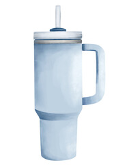 Watercolor Blue Water Bottle Illustration
