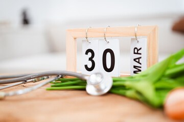 Calendar showing date at 30 March means for the International or National Doctor's Day.