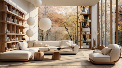 Earthy Tones in a White Living Room