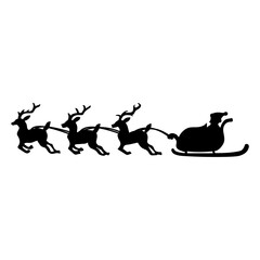 Silhouette of santa claus and reindeer carriage