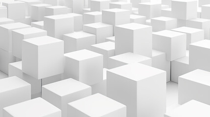 Abstract arrangement of white cube boxes, offering a futuristic perspective